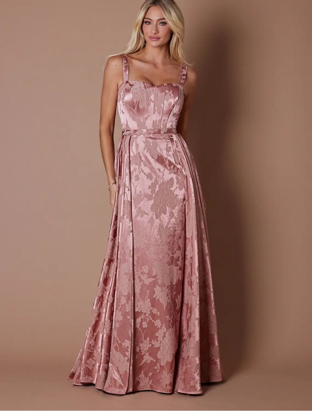 Azazie Rose Jacquard Square Neck A-Line Gown